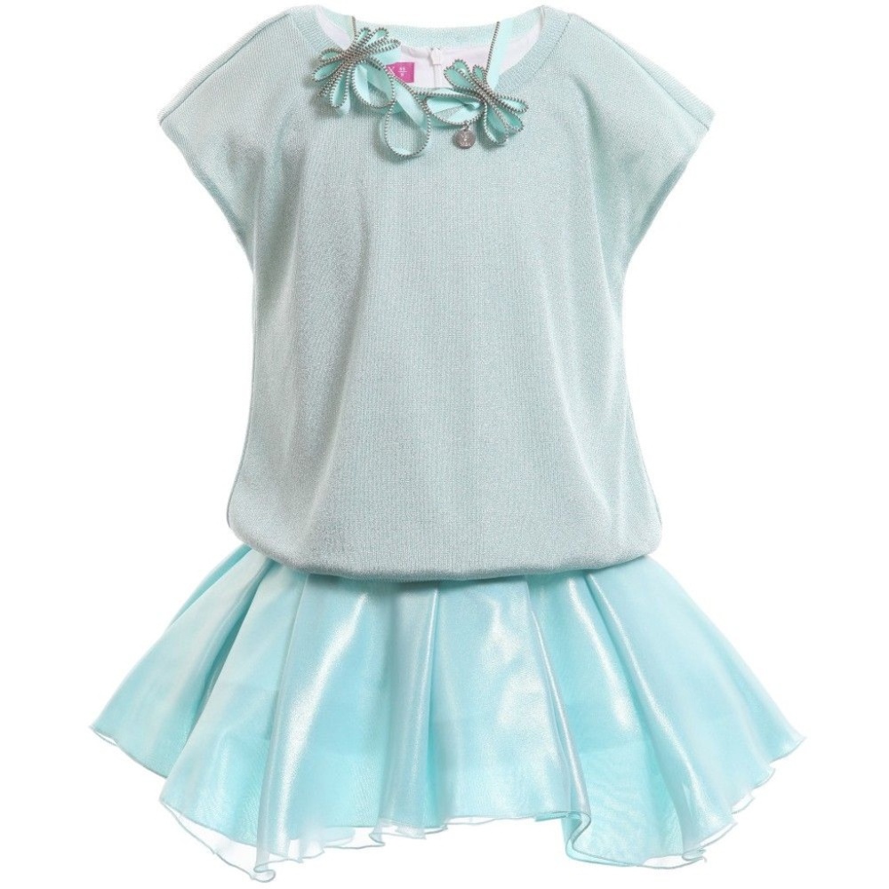 VALMAX Metallic Teal Blouson Dress (NWOT)